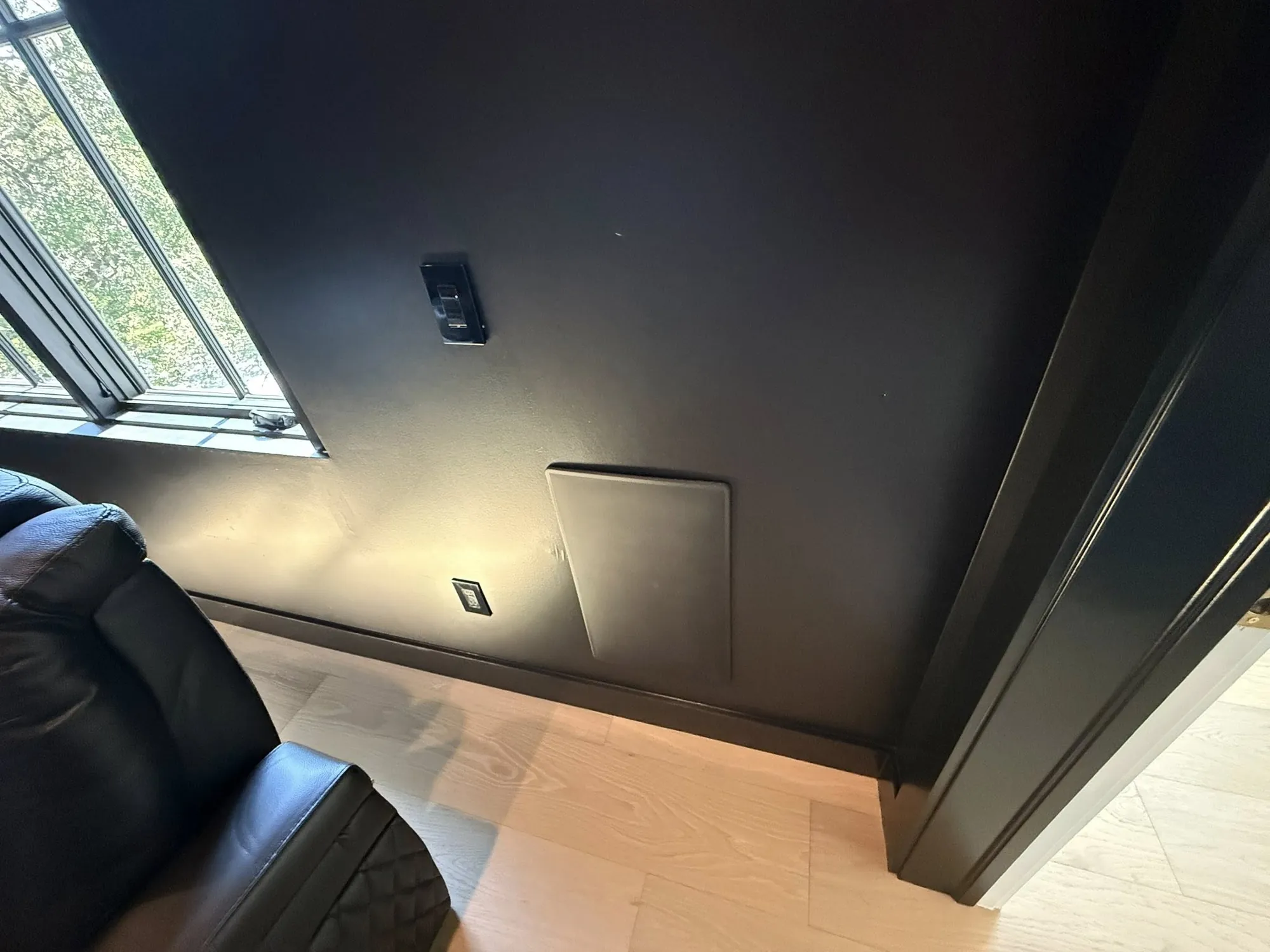 Clean finish work in a Bellah Audio install — the wiring disappears into the architecture